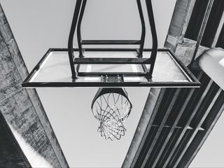 320x240 Wallpaper basketball, ring, mesh, bw