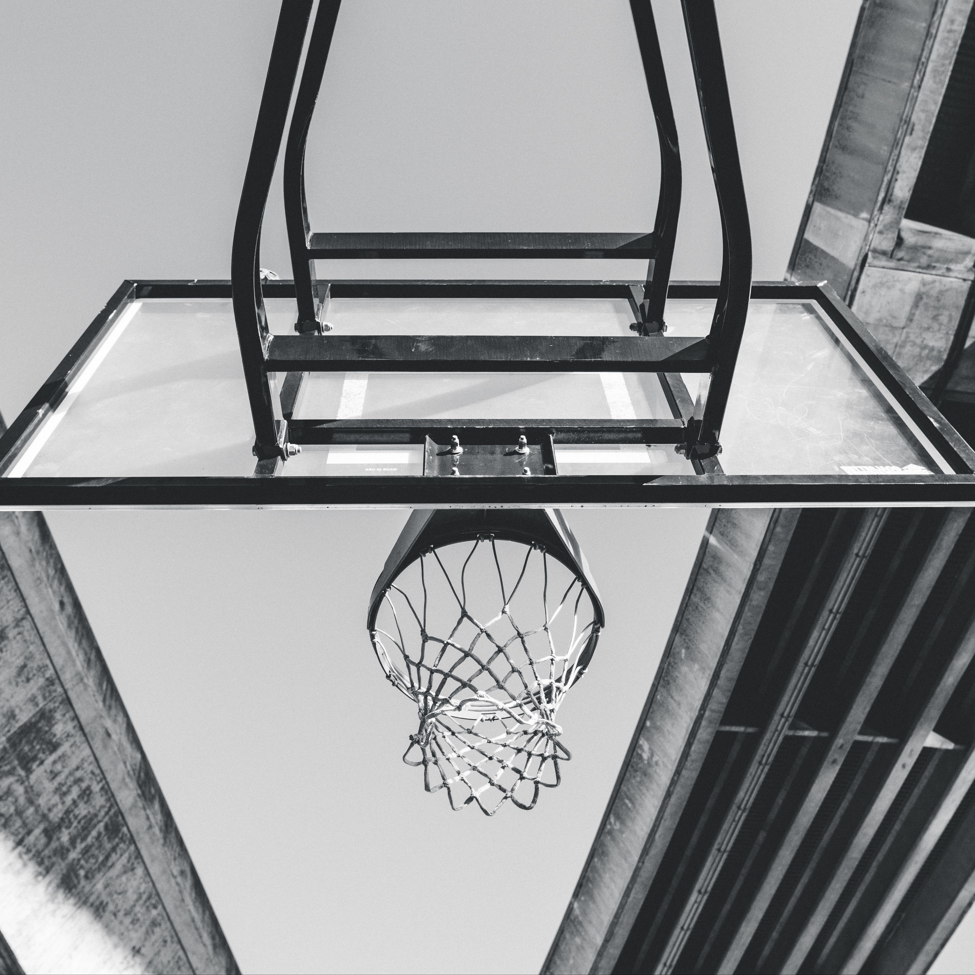 3415x3415 Wallpaper basketball, ring, mesh, bw