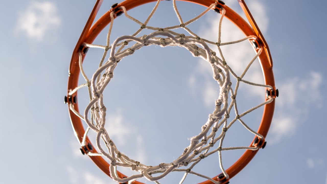 Wallpaper basketball stand, basketball, net, sky, sport