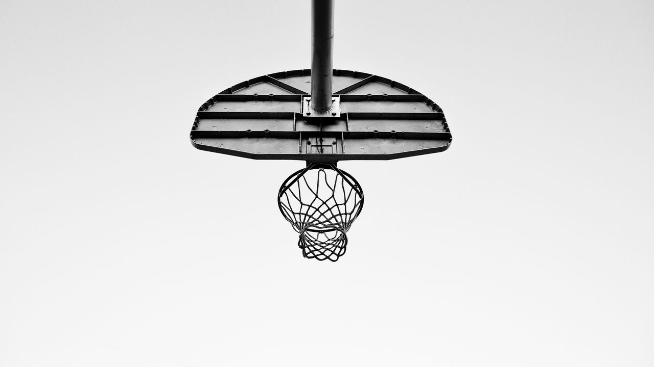 Wallpaper basketball stand, basketball, sports, black and white, white background