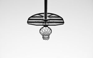 Preview wallpaper basketball stand, basketball, sports, black and white, white background