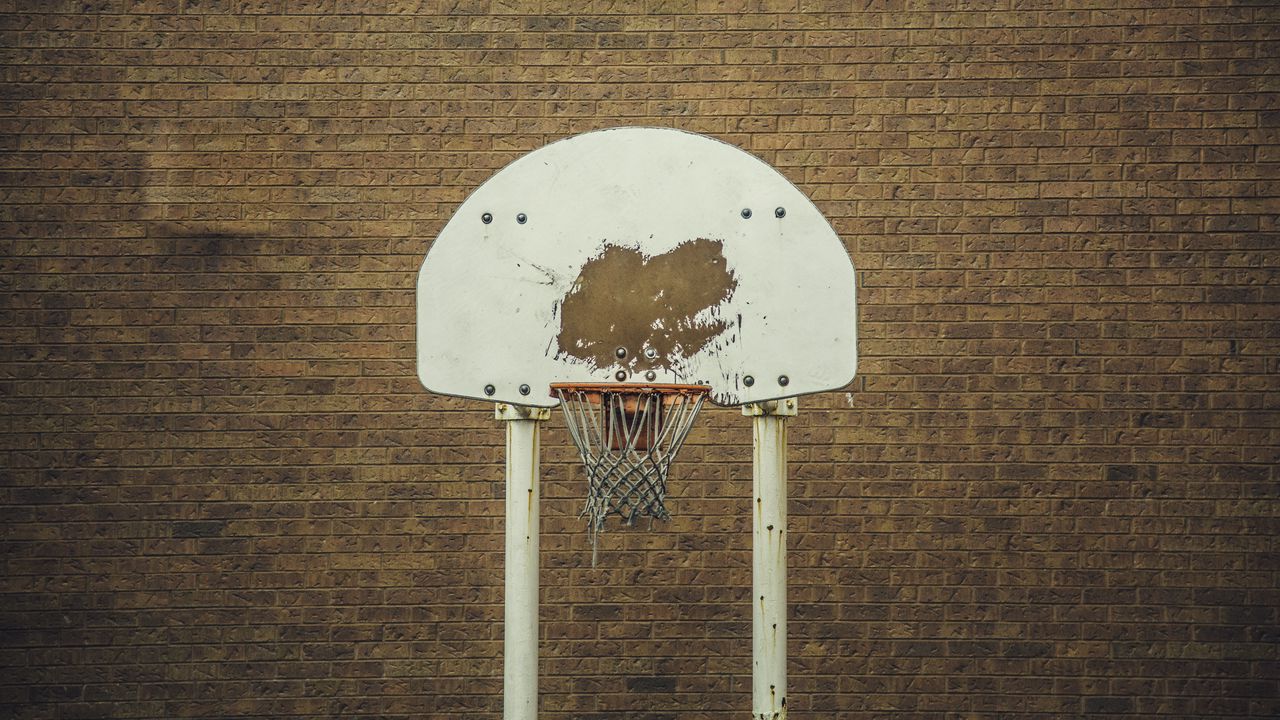Wallpaper basketball stand, net, basketball, sports, bricks