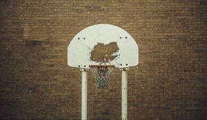 Preview wallpaper basketball stand, net, basketball, sports, bricks