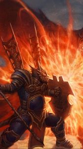 Preview wallpaper battle, spear, shield, monster, weapons, dragon, art