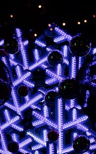 Preview wallpaper baubles, snowflakes, neon, decoration, new year