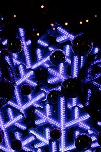 Preview wallpaper baubles, snowflakes, neon, decoration, new year