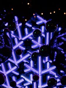 Preview wallpaper baubles, snowflakes, neon, decoration, new year