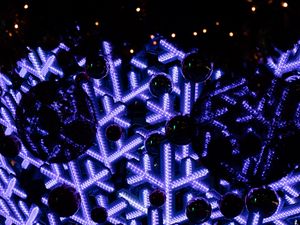 Preview wallpaper baubles, snowflakes, neon, decoration, new year