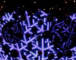 Preview wallpaper baubles, snowflakes, neon, decoration, new year