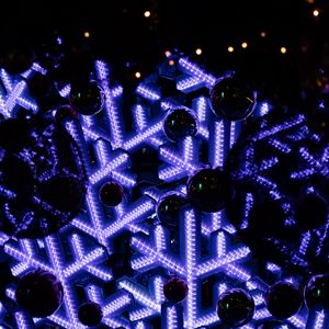 Preview wallpaper baubles, snowflakes, neon, decoration, new year