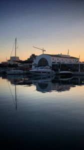 Preview wallpaper bay, boats, sunset, evening