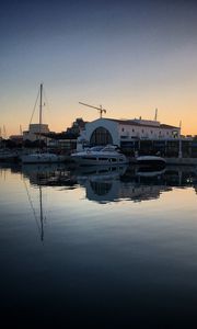 Preview wallpaper bay, boats, sunset, evening