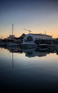 Preview wallpaper bay, boats, sunset, evening