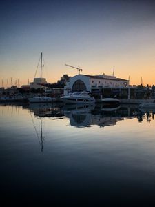 Preview wallpaper bay, boats, sunset, evening