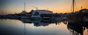 Preview wallpaper bay, boats, sunset, evening
