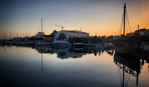 Preview wallpaper bay, boats, sunset, evening