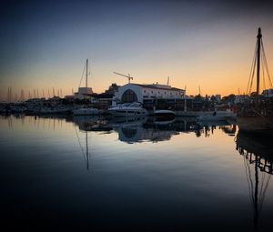 Preview wallpaper bay, boats, sunset, evening