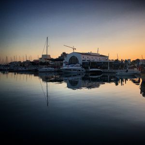 Preview wallpaper bay, boats, sunset, evening