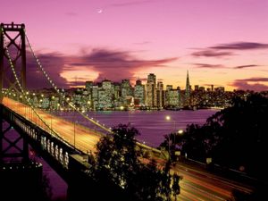 Preview wallpaper bay bridge, night, san francisco