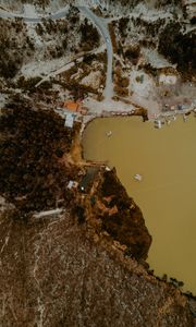 Preview wallpaper bay, coast, aerial view, height, overview