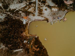 Preview wallpaper bay, coast, aerial view, height, overview