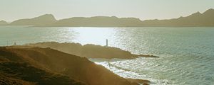 Preview wallpaper bay, coast, hills, sunlight, landscape