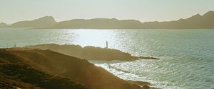 Preview wallpaper bay, coast, hills, sunlight, landscape