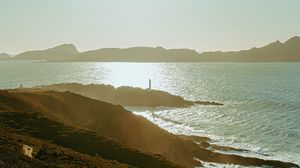 Preview wallpaper bay, coast, hills, sunlight, landscape