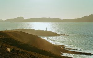 Preview wallpaper bay, coast, hills, sunlight, landscape