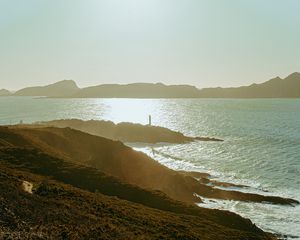 Preview wallpaper bay, coast, hills, sunlight, landscape