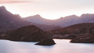 Preview wallpaper bay, island, mountains, coast, iran