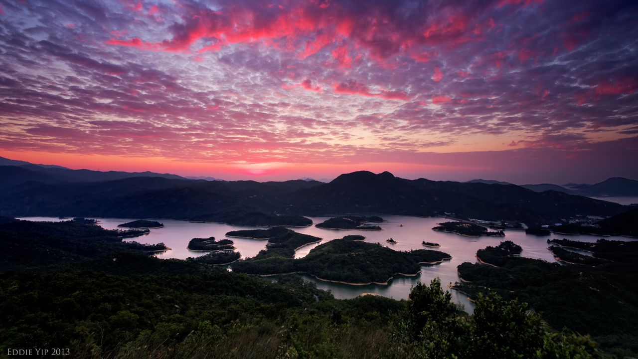 Wallpaper bay, islands, hills, twilight, nature