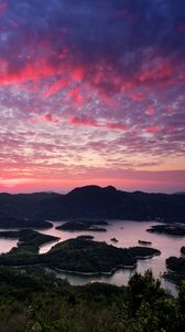 Preview wallpaper bay, islands, hills, twilight, nature