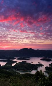 Preview wallpaper bay, islands, hills, twilight, nature