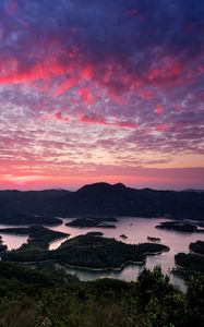 Preview wallpaper bay, islands, hills, twilight, nature