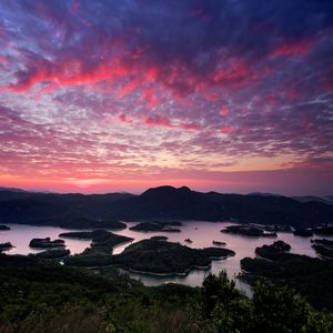 Preview wallpaper bay, islands, hills, twilight, nature