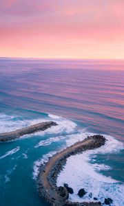 Preview wallpaper bay, ocean, aerial view, coast, sunset