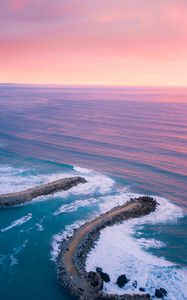 Preview wallpaper bay, ocean, aerial view, coast, sunset
