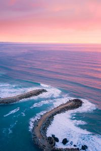 Preview wallpaper bay, ocean, aerial view, coast, sunset