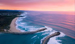 Preview wallpaper bay, ocean, aerial view, coast, sunset