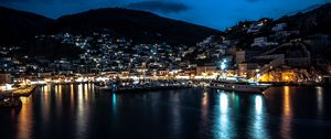 Preview wallpaper bay, pier, island, city, night