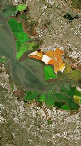 Preview wallpaper bay, relief, buildings, aerial view
