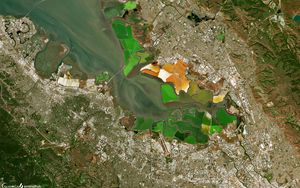 Preview wallpaper bay, relief, buildings, aerial view