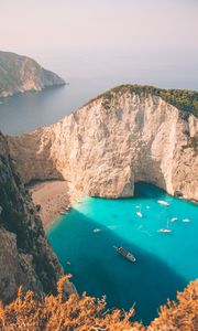 Preview wallpaper bay, rocks, beach, sea, boats