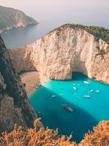 Preview wallpaper bay, rocks, beach, sea, boats