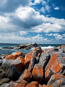 Preview wallpaper bay, stones, binalong bay, australia