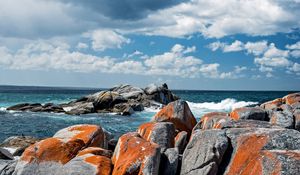 Preview wallpaper bay, stones, binalong bay, australia
