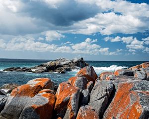 Preview wallpaper bay, stones, binalong bay, australia