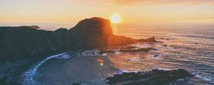 Preview wallpaper bay, sunset, rocks, sun