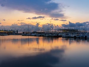 Preview wallpaper bay, yachts, water, clouds